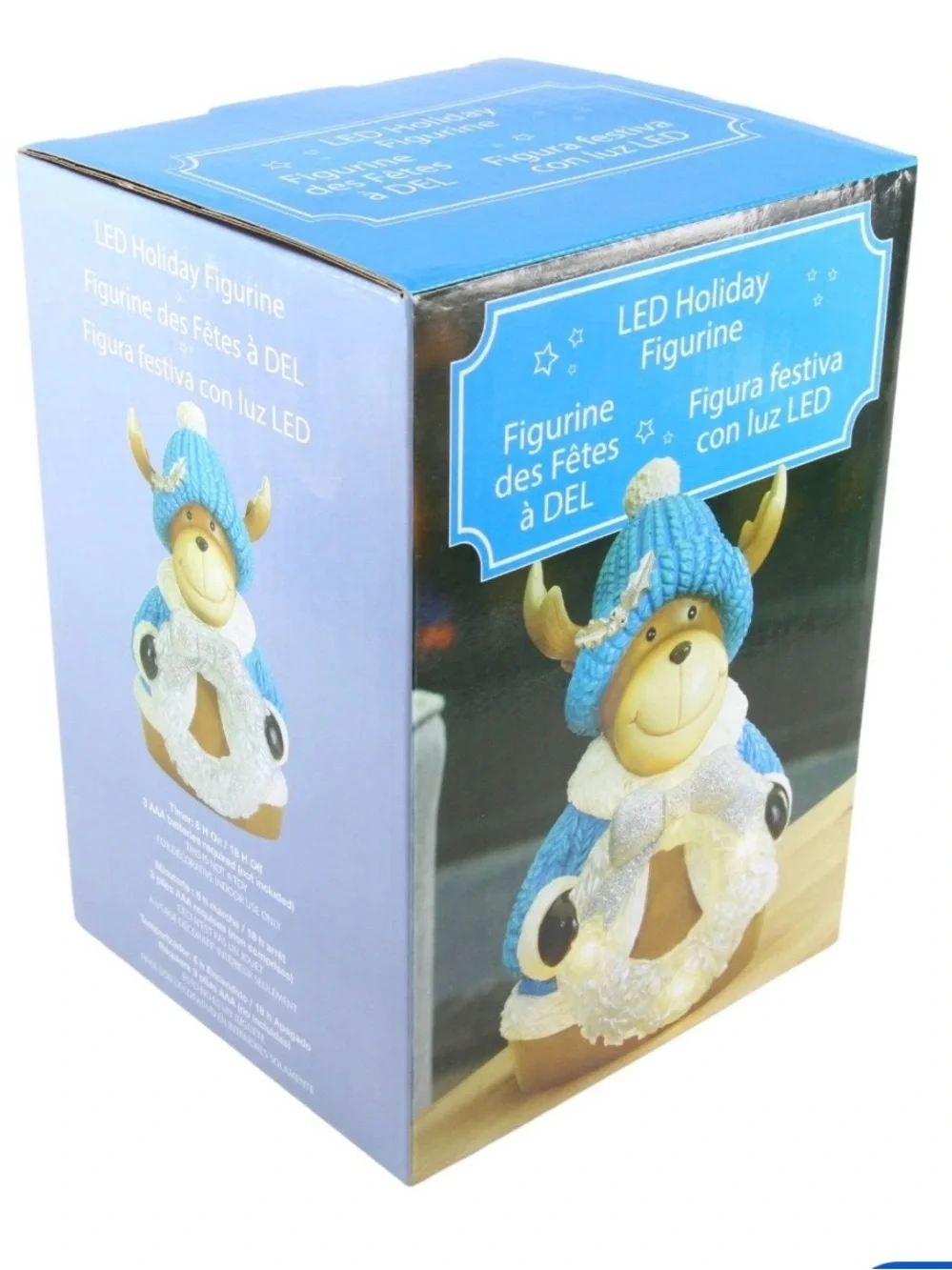Blue Holiday Reindeer LED Accent Figurine -6 inch new